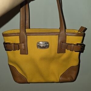 Michael Kors Mustard and Brown Tote Bag
